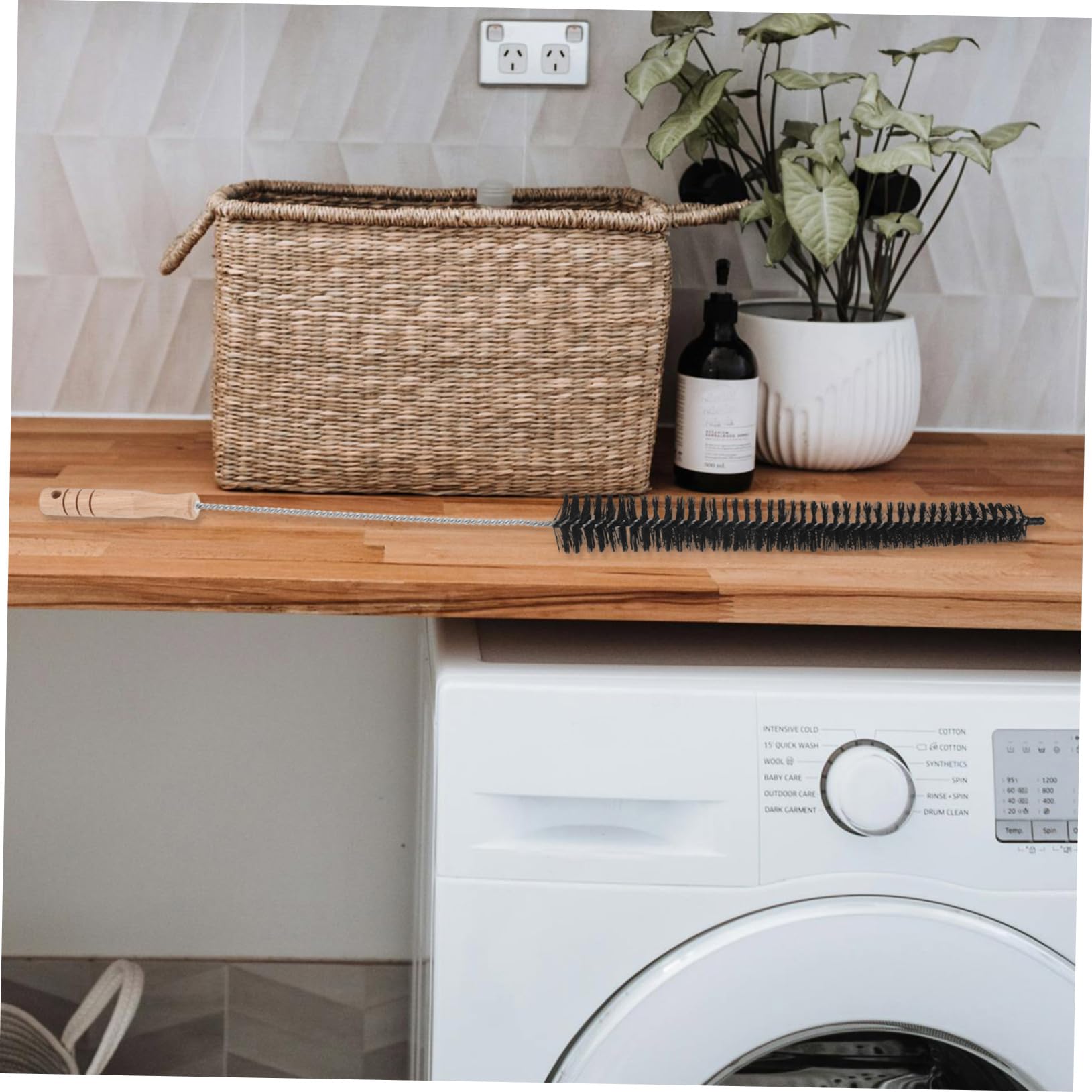 WOFASHPURET Cleaning Brush Washer Tubing Brush Dryer Cleaning Coil Brush Black Wooden Handle