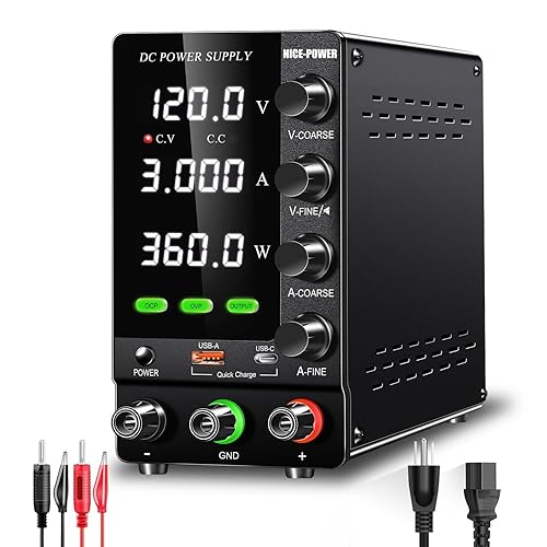 Vista 18 de NICE-POWER Fuente de alimentación de CC variable 30V 10A, fuente de alimentación de banco de CC regulada ajustable