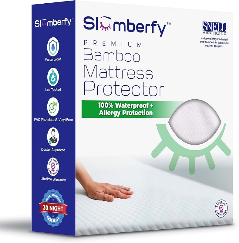 Waterproof Queen Mattress Protector | Viscose from Bamboo | Hypoallergenic Mattress Cover with Natural, Breathable Jacquard Fabric – 60x80 Inches