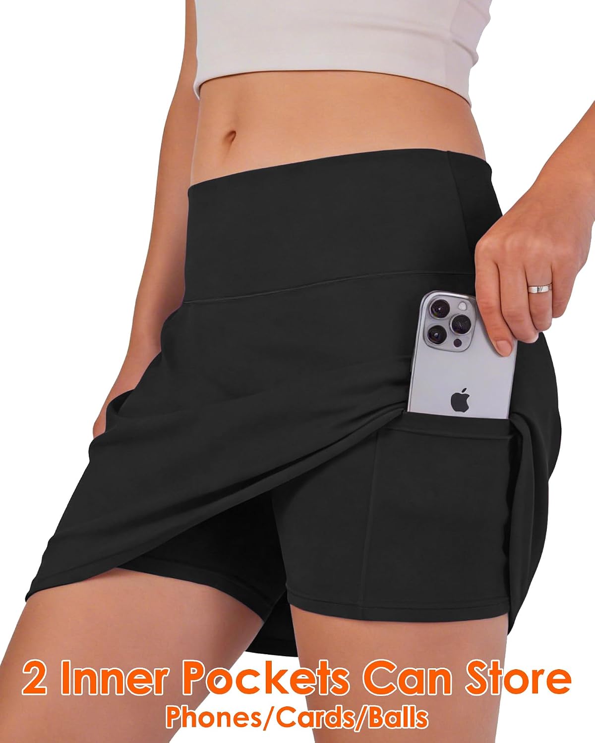 Tennis Skirts for Women with Shorts, High Waisted Golf Skort Stretchy Athletic Skirts for Running Workout Gym