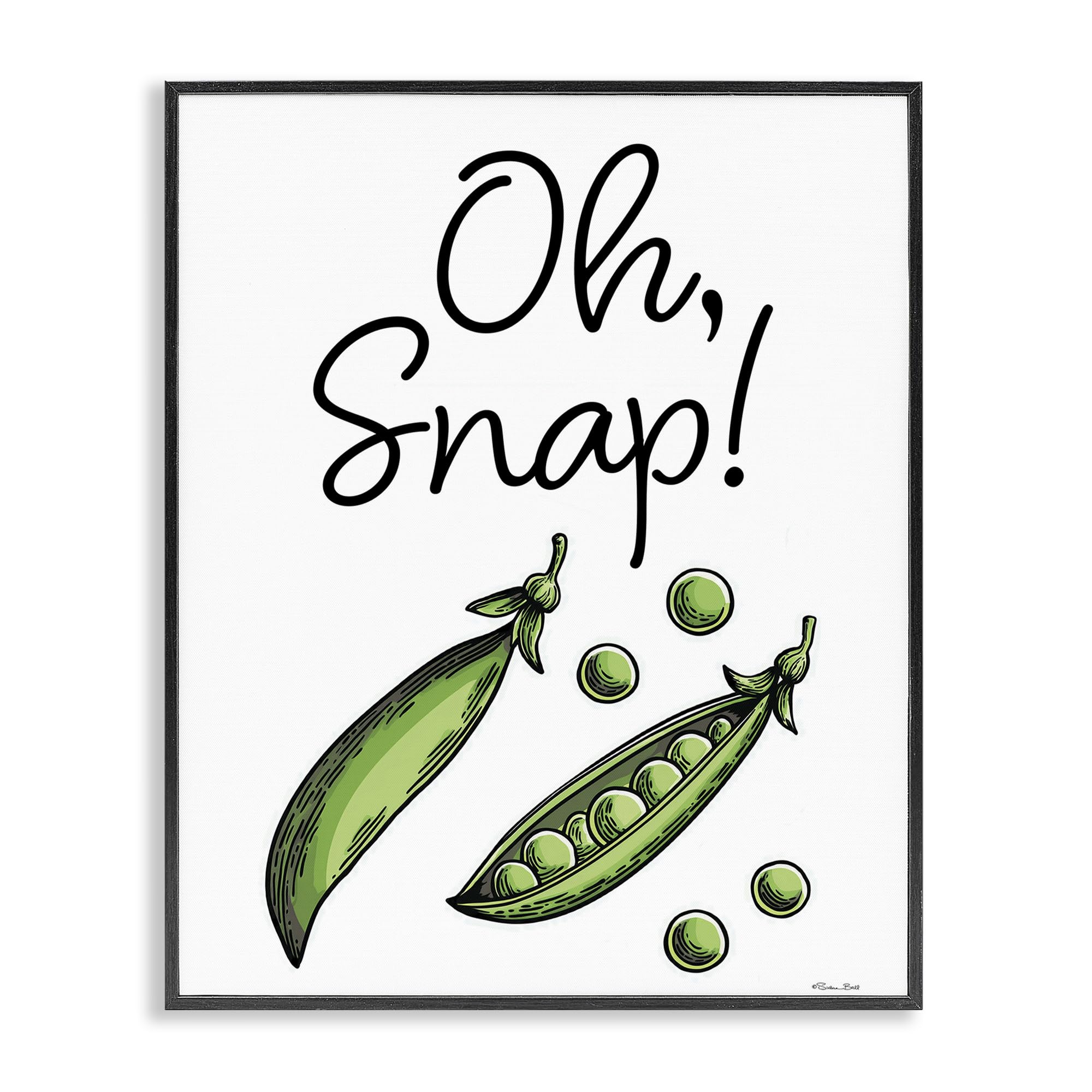Stupell Industries Midnight Black (Textured) Oh Snap Peas Whimsical Typography, 16 X 20 Inch Framed Giclée Print