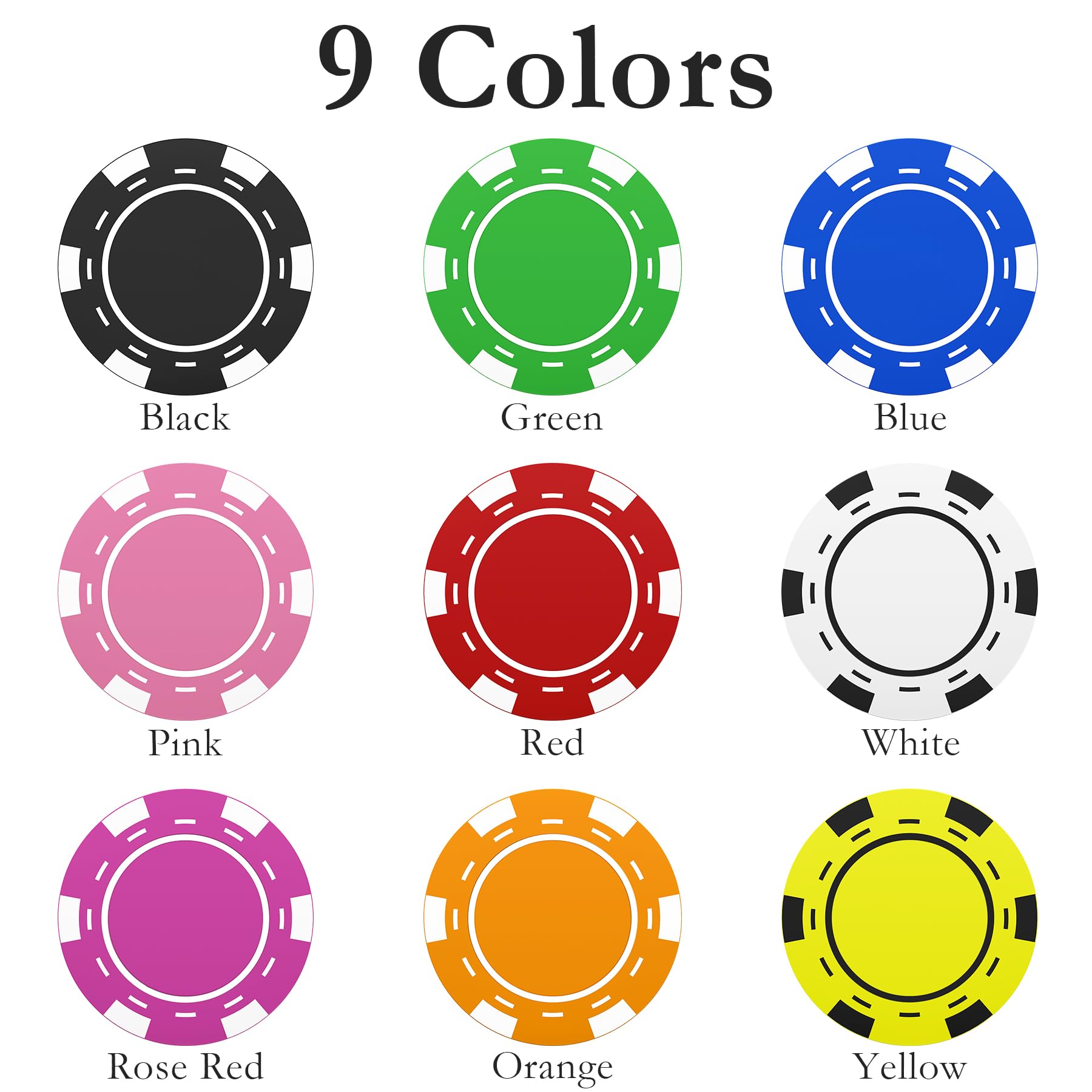 100 fiches da poker in plastica personalizzate per 9 colori, personalizzate l'immagine o il testo, stampa a colori su entrambi i lati, mettere il design su un chip per biglietti da visita,