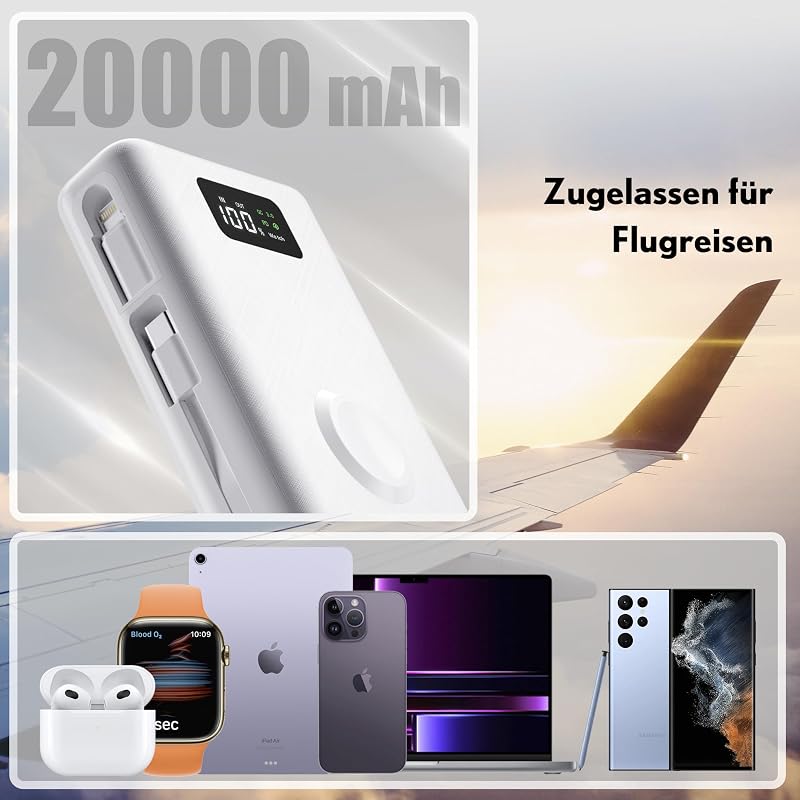 PZOZ 20000 mAh Power Bank 22.5W, iPhone Samsung iPad Drone Switch Gyorstöltés