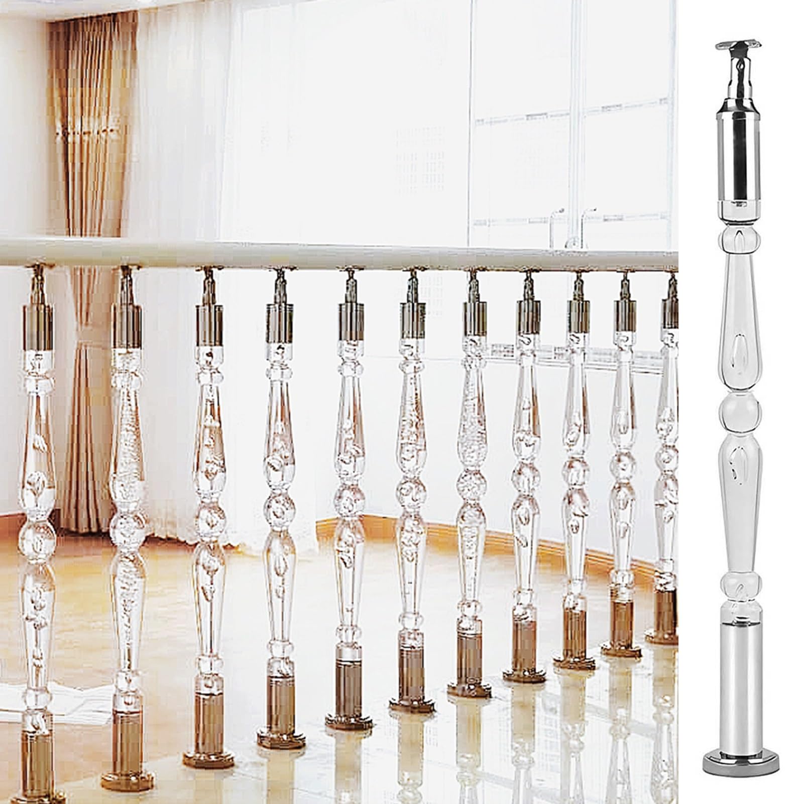 Axe de rampe d'escalier en acrylique transparent avec support réglable et vis (lot de 10)