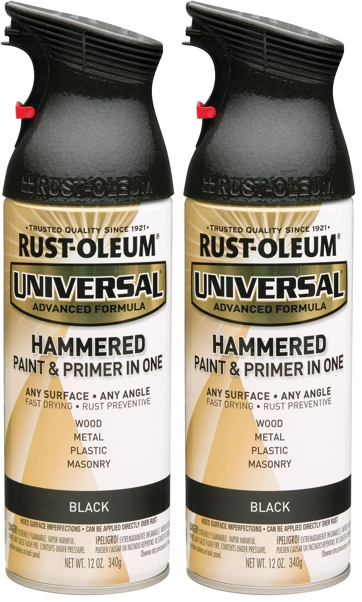 245217 Universal All Surface Hammered Spray Paint, 12 oz, Black (Pack of 2)