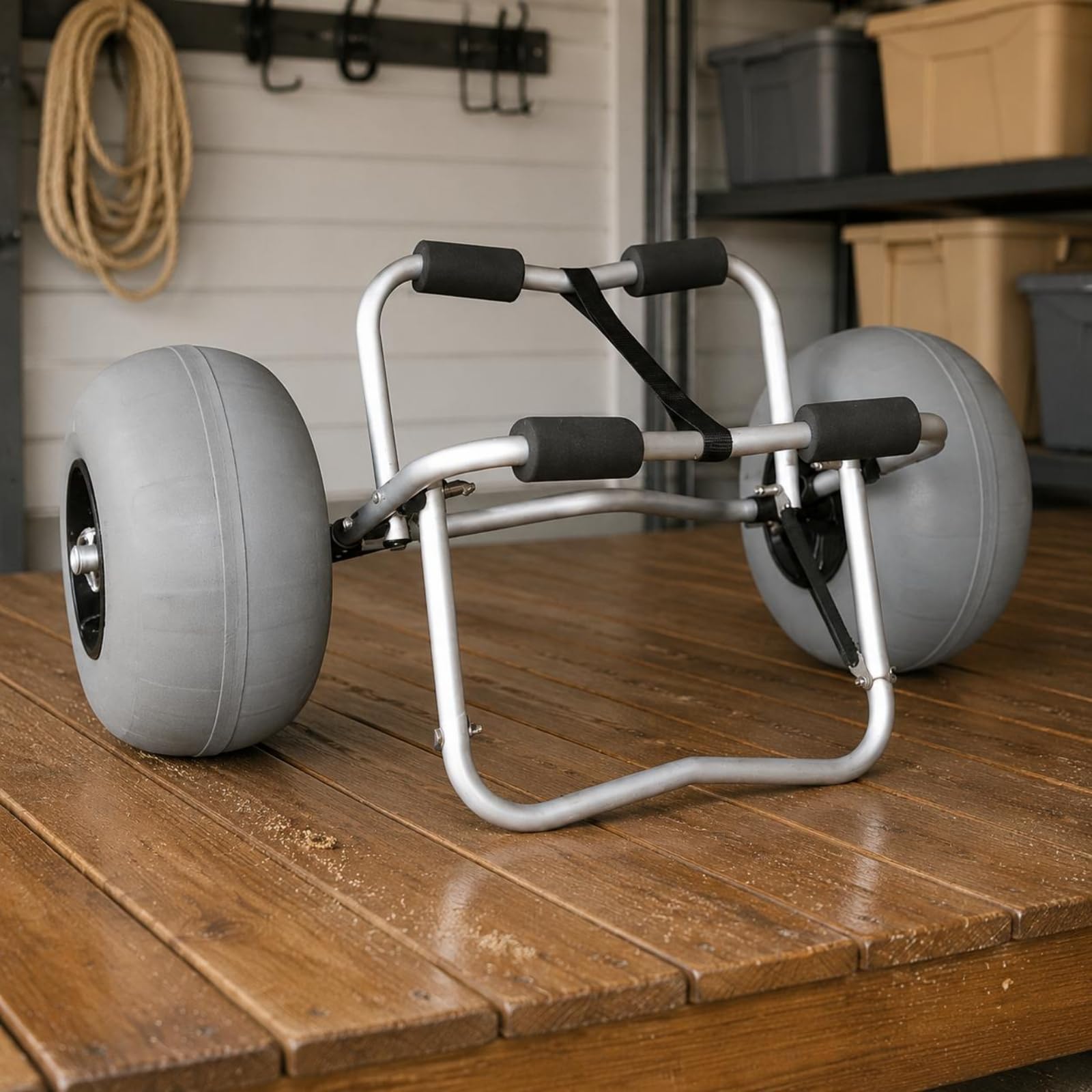 Carrello Kayak con Ruote Facile da Trasportare Carrello Porta Canoa Utilizzo su Sabbia e Ciottoli Attrezzatura Sportiva per Spiaggia, Mare, Molo, Y02011C, S