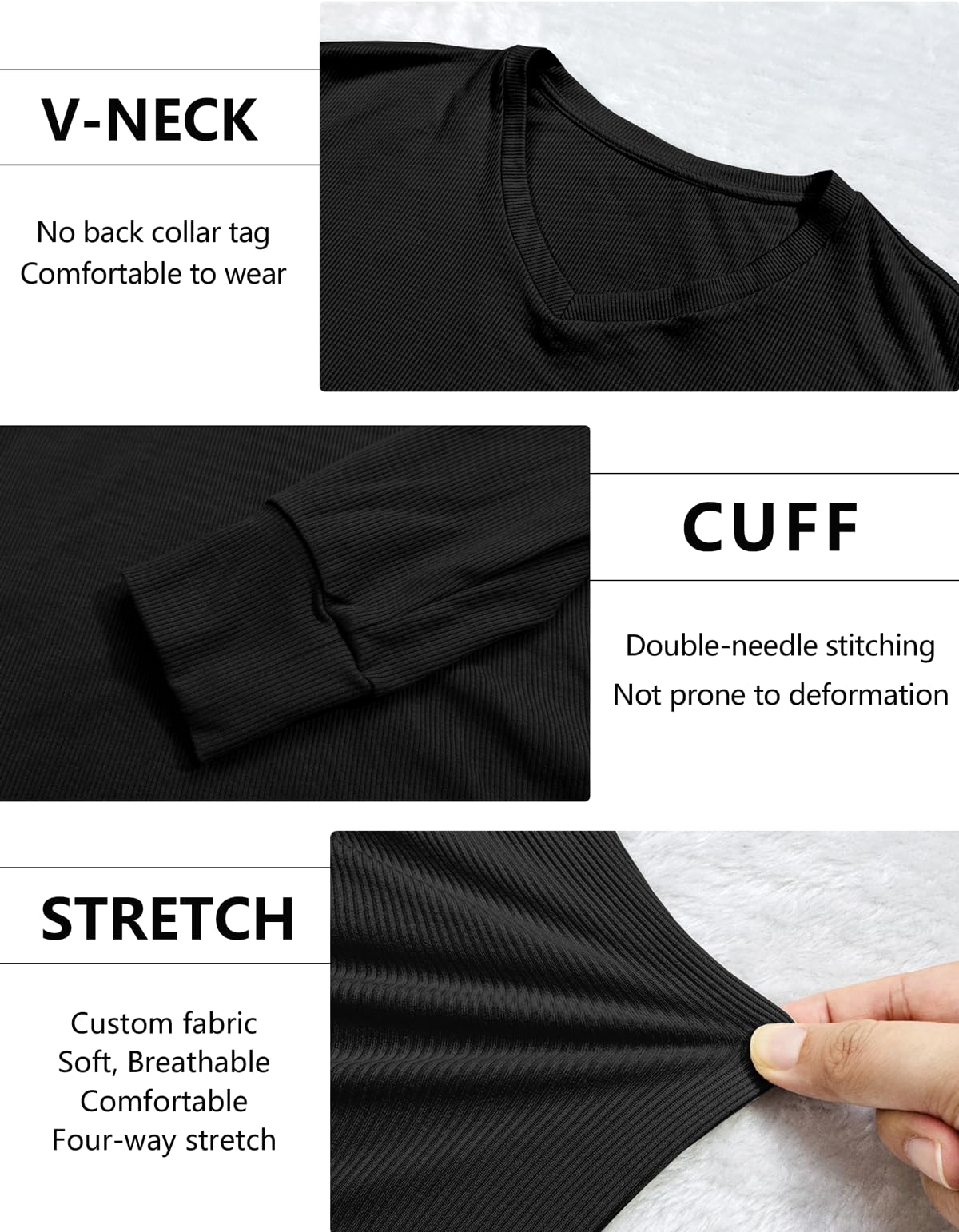 Lehmanlin Herren Langarmshirt Thermounterwäsche Thermo Oberteil Longsleeve Thermoshirt Slim Fit V-Ausschnitt S-2XL