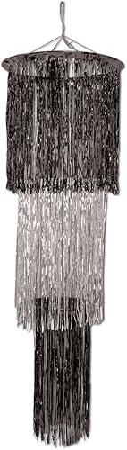 Beistle Candelabro brillante de 3 niveles en negro y plateado