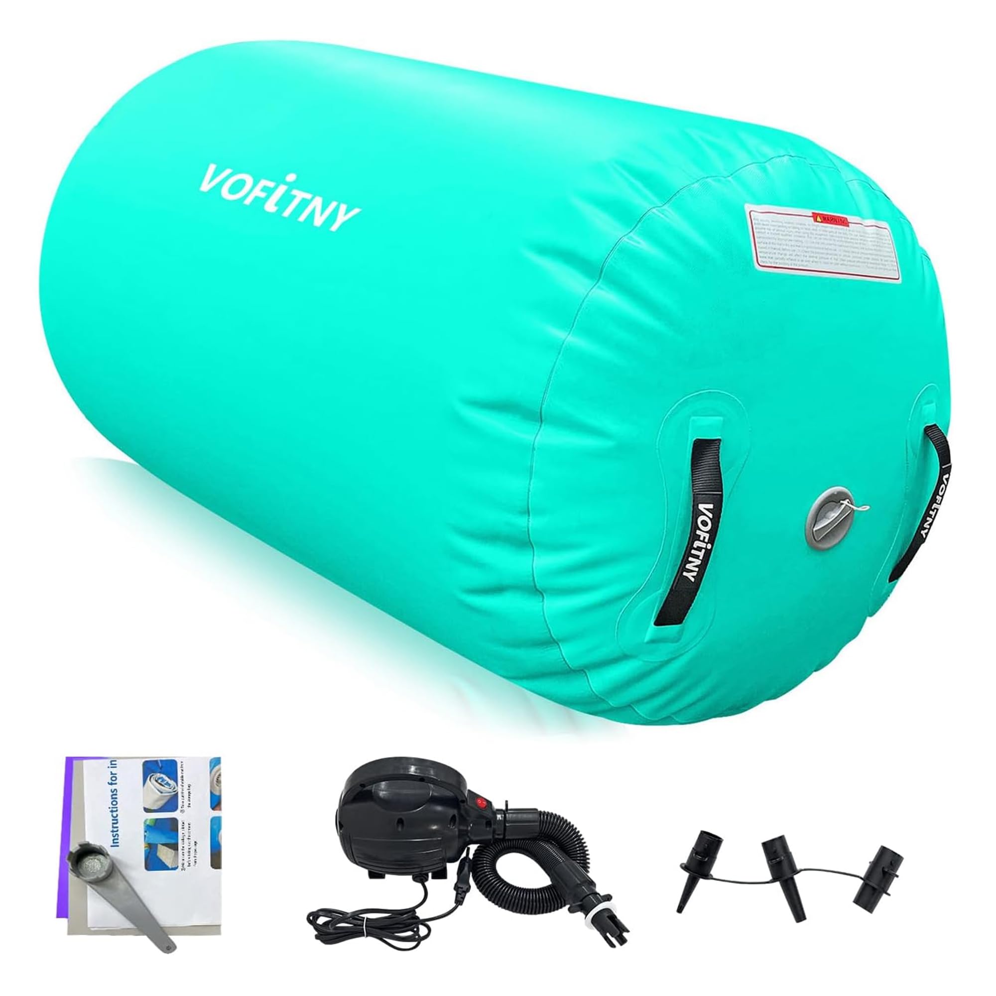 VOFiTNY Inflatable Gymnastics Air mat Tumbling Track with Air Barrel Octagon Mat with Pump for Home/Gym