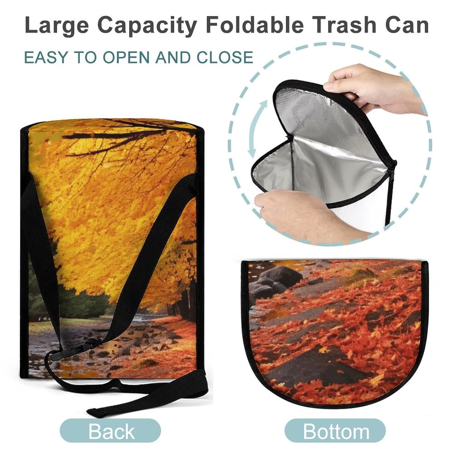 Hanging Car Trash Bag Fall Colors Printed Car Garbage Storage Bag Leakproof Car Trash Can Portable Garbage Storage Bags
