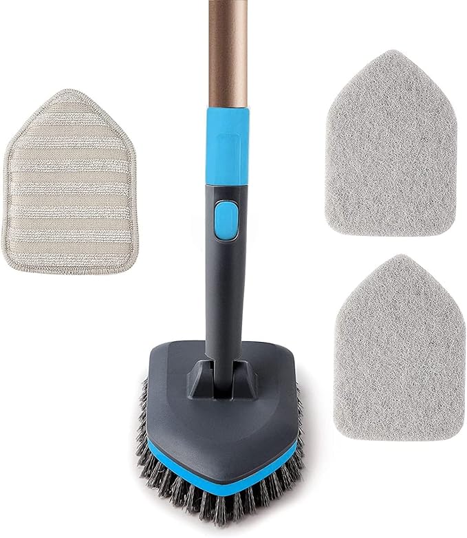 Long Handled Scrubbing Brush, 3in1 Extendable Bathroom Cleaning Brush