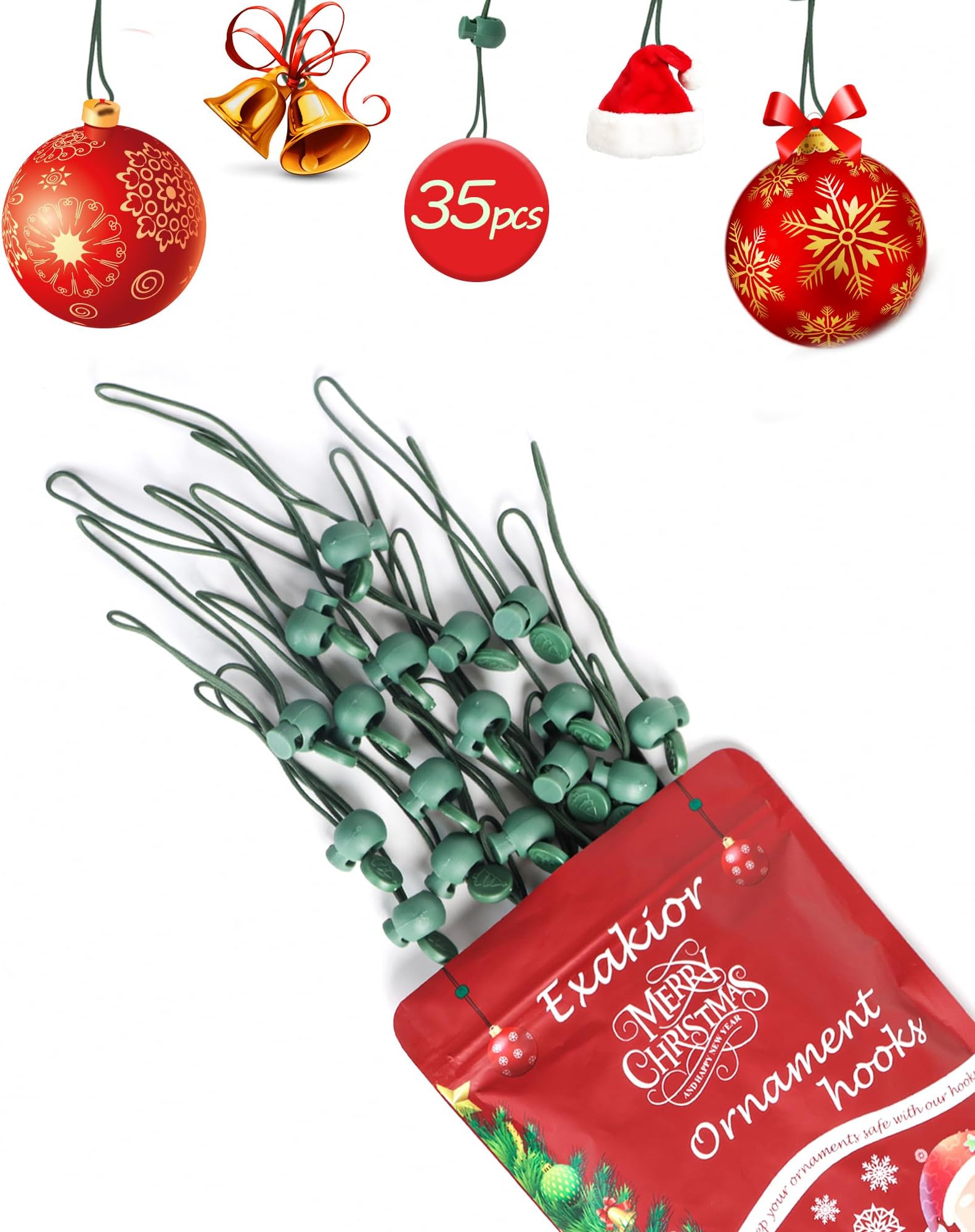 Ornament Hooks – Essential Christmas Tree Decorating Hangers Great Xmas Ornament Hooks for Hanging Christmas Decorations 35 PCS(Green)