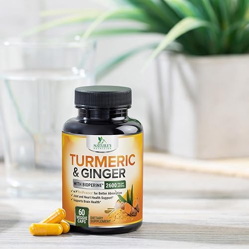 Vista 9 de Suplemento de curcumina de cúrcuma de 2600 mg - con jengibre orgánico y cúrcuma, extracto de pimienta negra BioPerine 95% curcuminoides - Apoyo