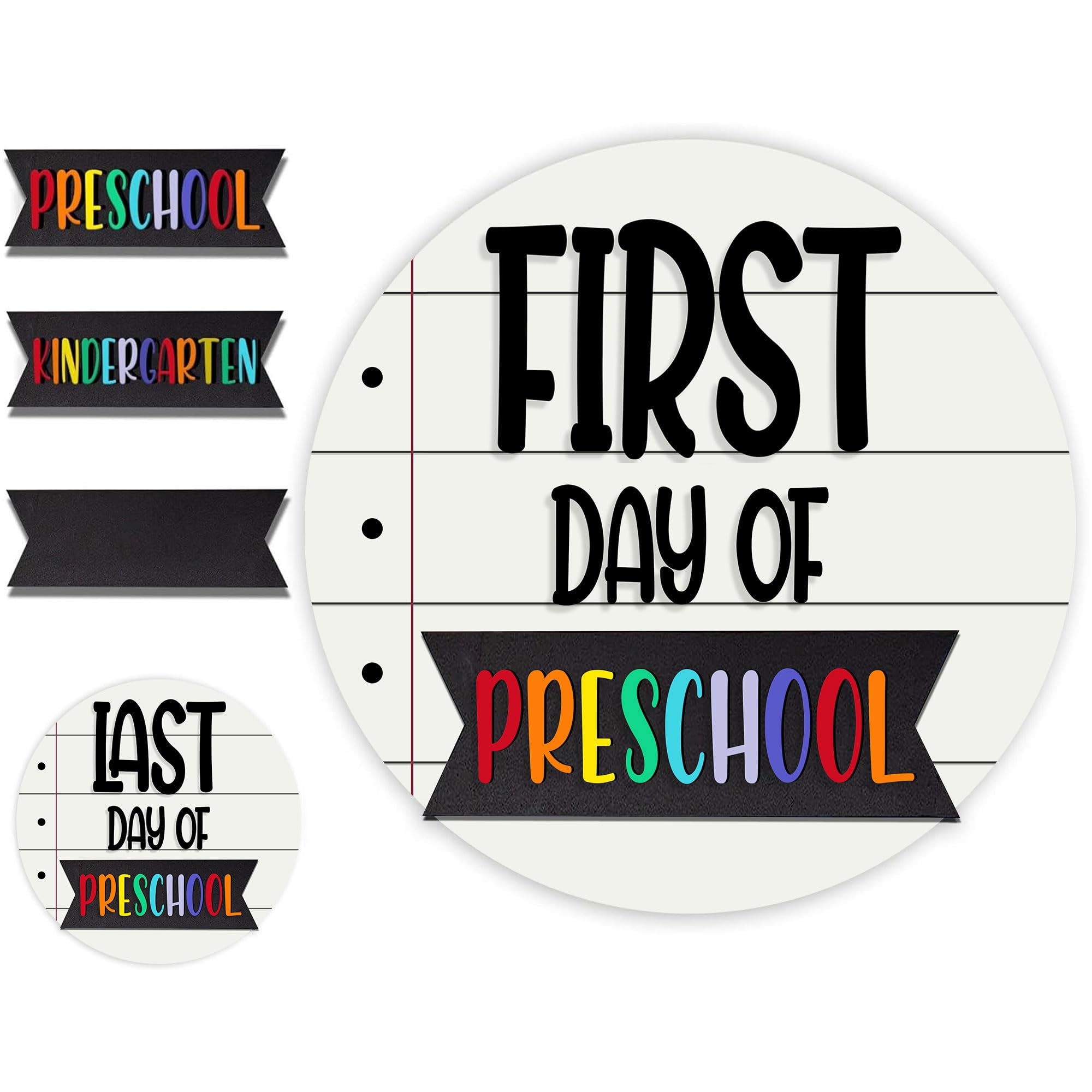 Photo 1 of MDPrints First & Last Day School Board, 8" Round Wooden 2 Layers Double Sided, Back to School Signs