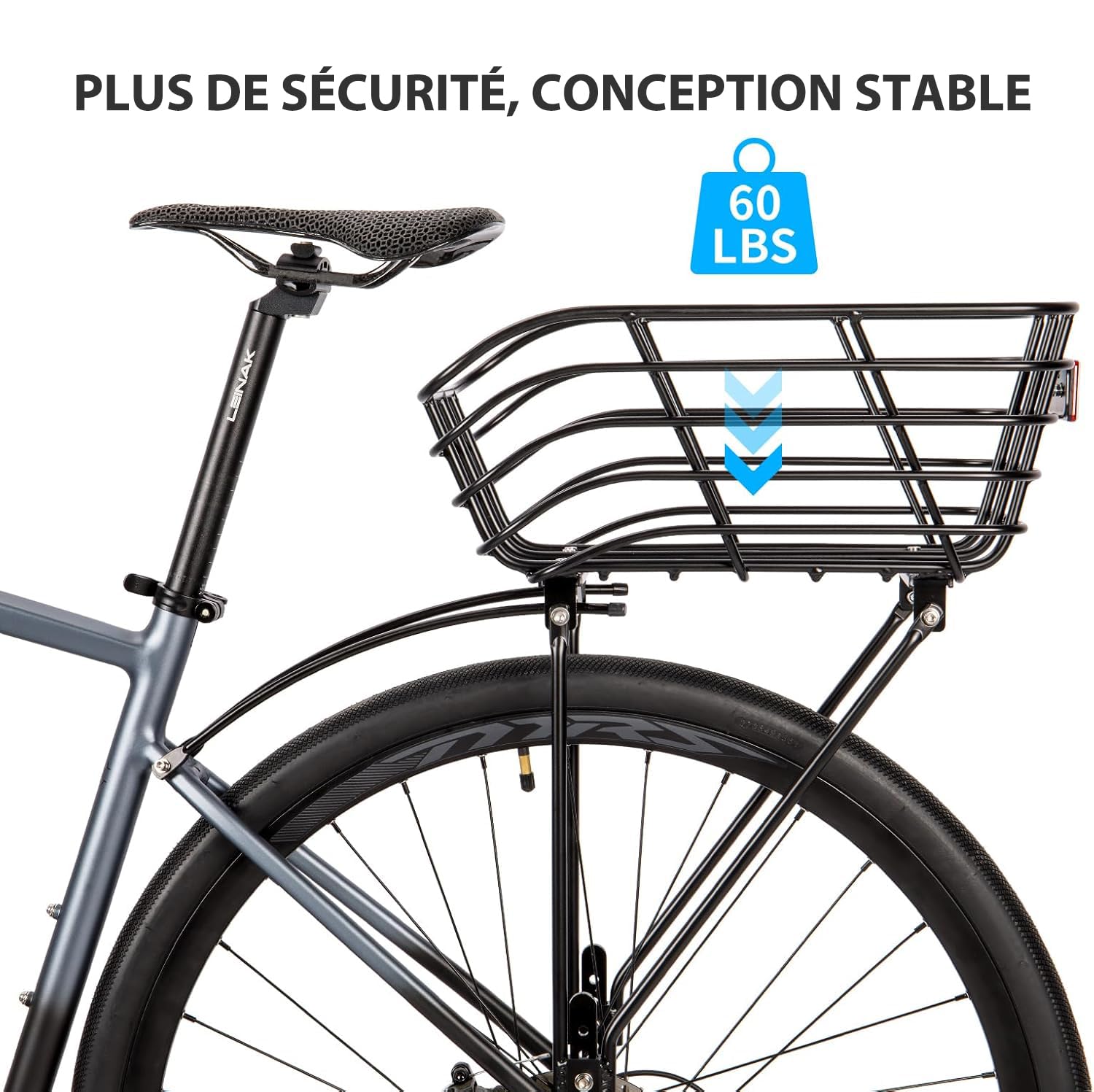CXWXC Panier de vélo arrière avec porte-bagages - Porte-bagages avec panier fixe pour vélos avec et sans freins à disque - Porte-charge pour panier de vélo pour 26"-29" et 700c