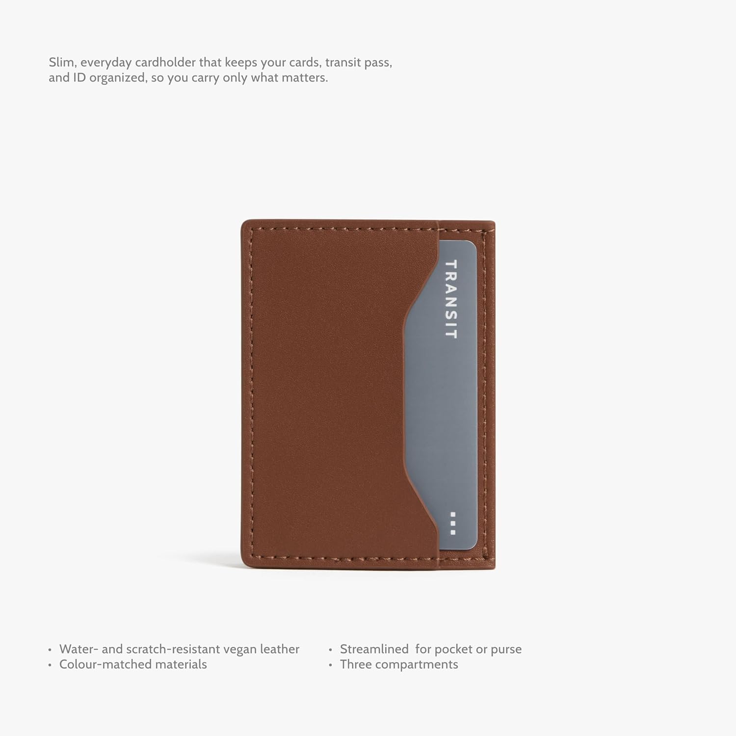 Monos Slim Wallet – Minimalist Vegan Leather Card Holder Wallet for Men & Women | Ultra-Thin Front Pocket Wallet, 3 Compartments, Scratch & Water Resistant | Travel & Everyday Carry | Mahogany