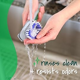 Scotch-Brite Odor Resist Soap Control Dishwand Brush, Non-Scratch Cleaning Brush with Scraper, Stands Upright, 4-Pack
