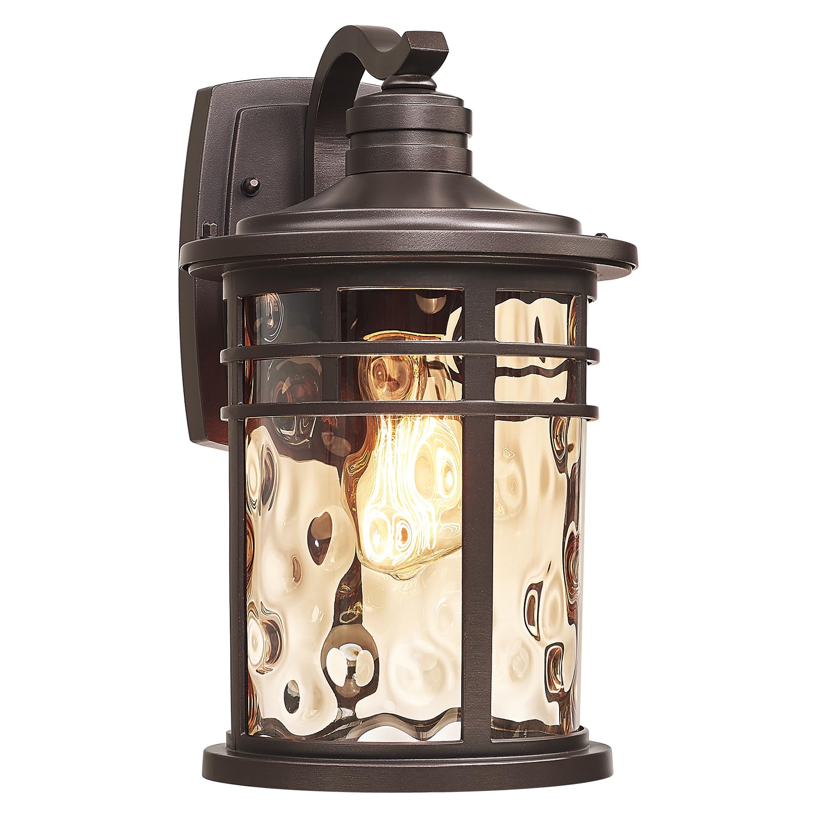 Darkaway Outdoor Wall Light Fixture,14.57inch Large Outside Porch Lights Wall Mounted Amber Ripple Glass Modern Exterior Waterproof Wall Sconce Lighting for House Front Door Garage