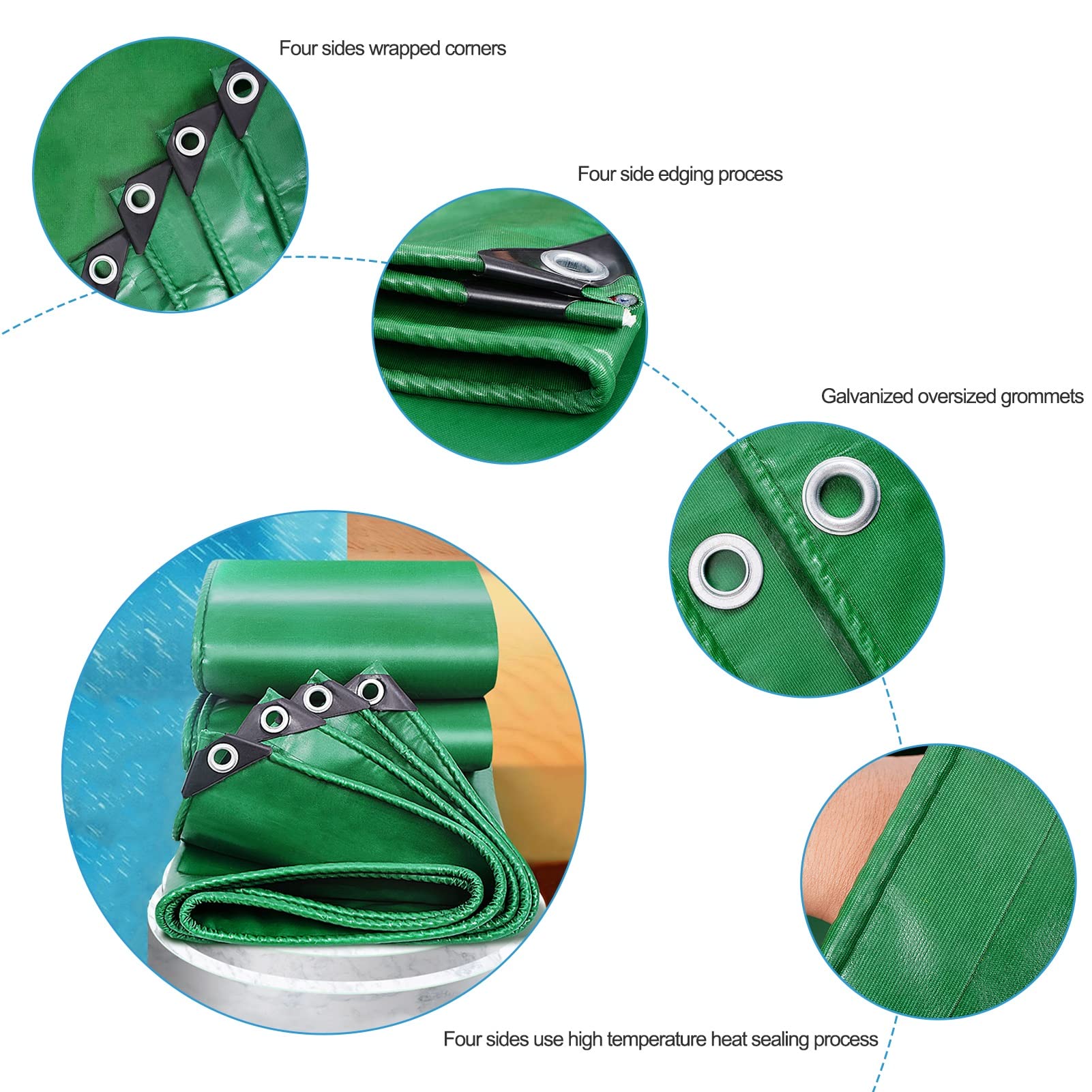 Lona impermeable resistente para perreras, gallineros, estanques de peces, heno y muebles de exterior, lona multiusos de 450 g/m², personalizable para techo, remolque y sábana de suelo