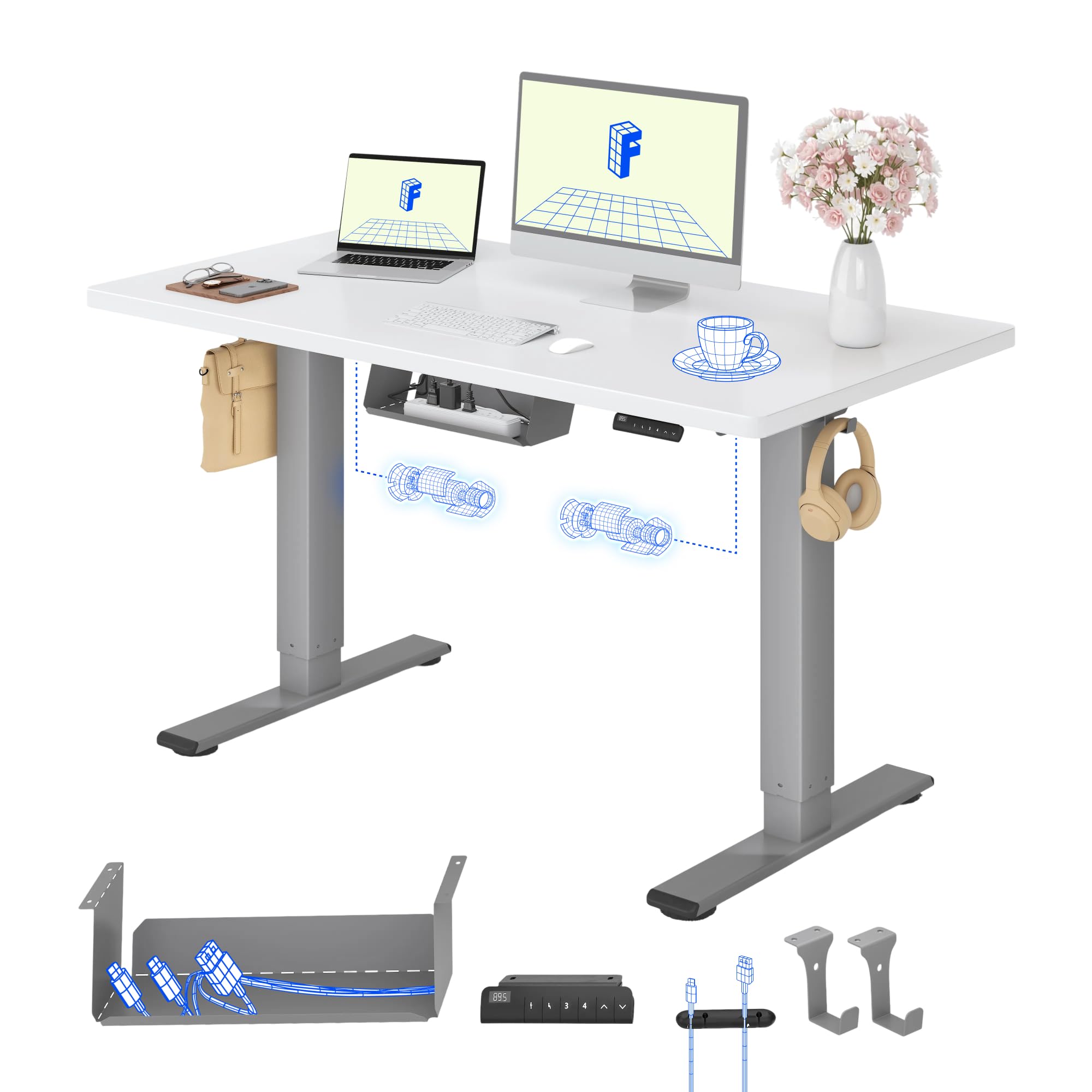 FLEXISPOT Höhenverstellbarer Schreibtisch elektrisch, Doppelmotor