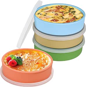 Webake 4 Inch Silicone Air Fryer Egg Molds with Lids, Set of 4