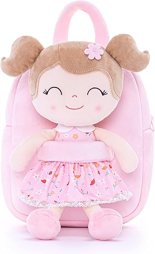 Miniatura 2 de Gloveleya Kids Backpacks Girls Backpack Plush Bags Diaper Bag Backpack with Floral Doll Pink 9"