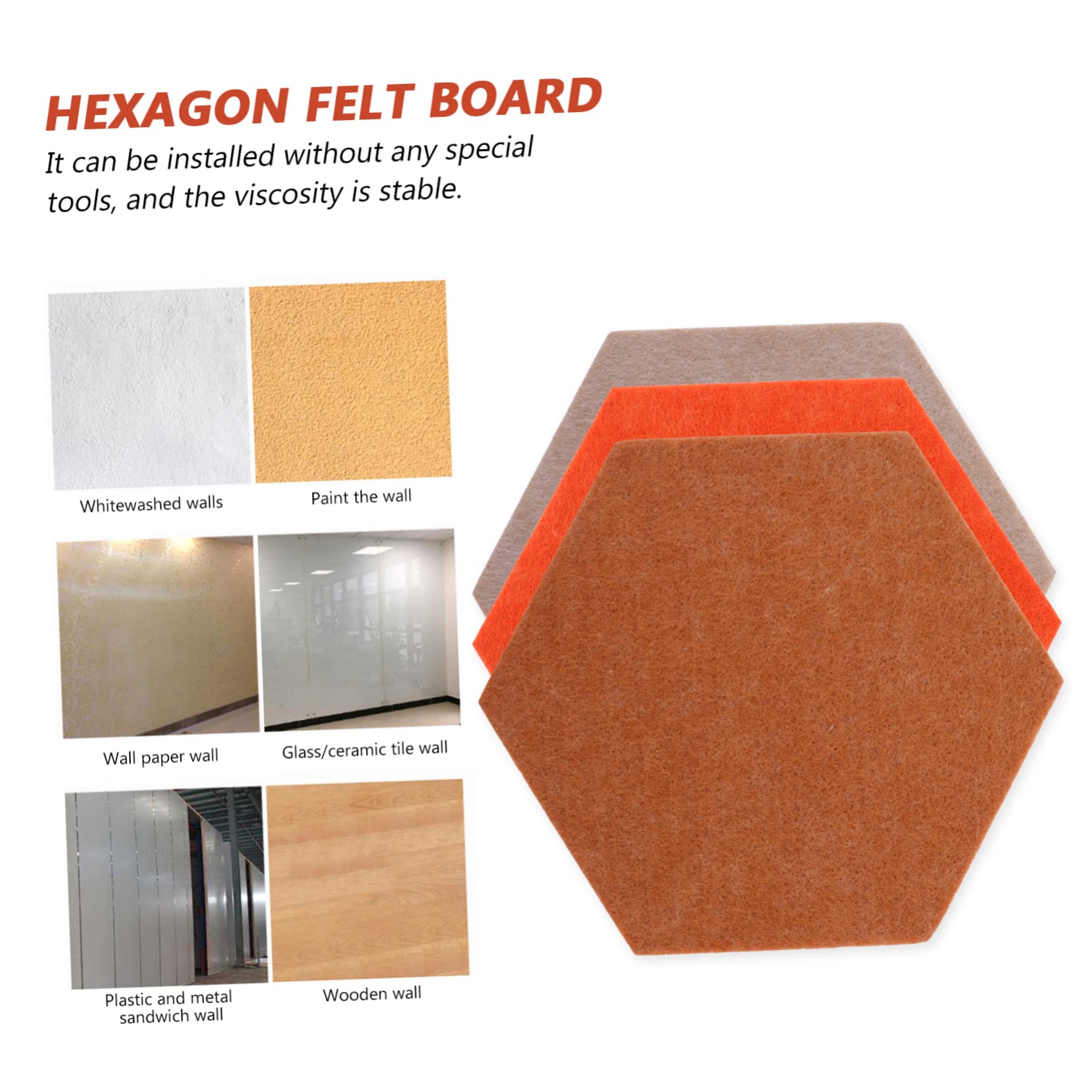 10Pcs Hexagon Felt Board Adhesive Pin Board for Wall Decor Decorative Memo Board for Home for Displaying Photos and Reminders