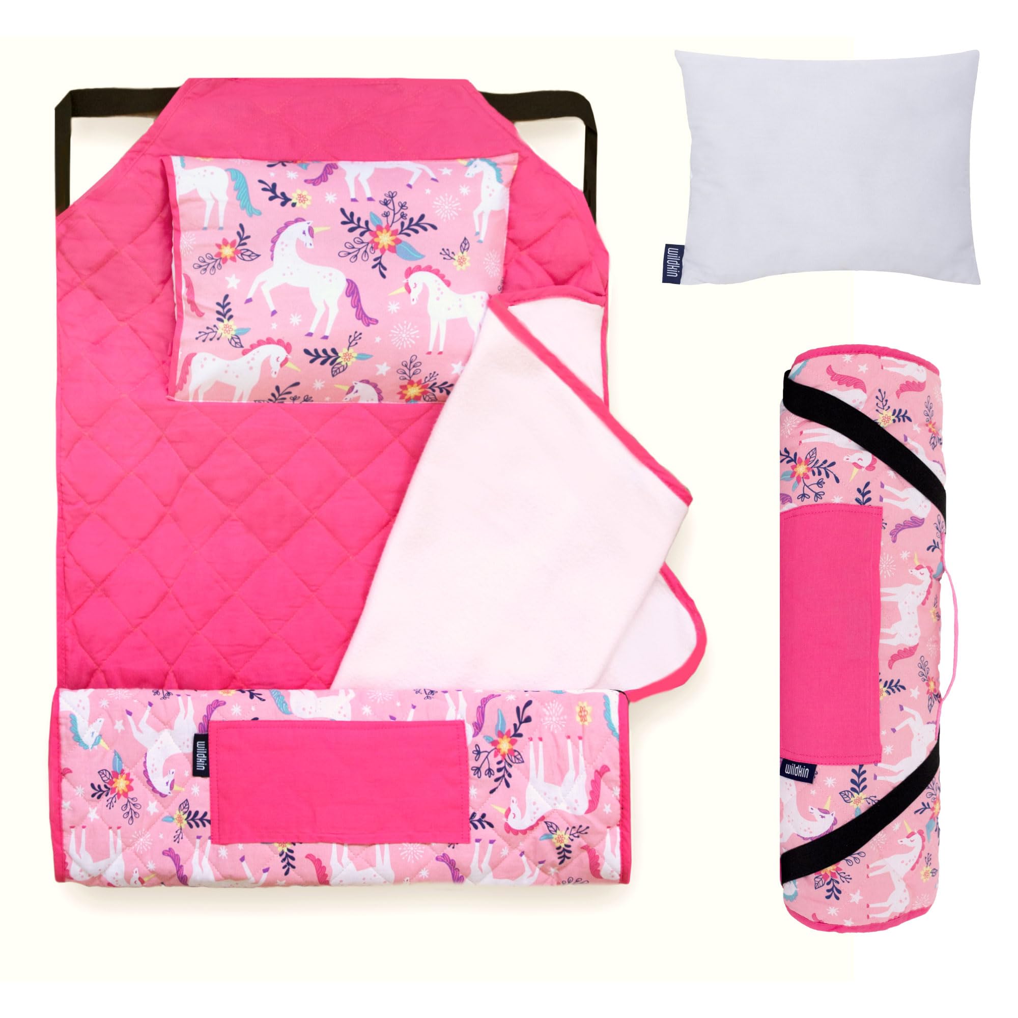Wildkin Modern Kids Nap Mat – Soft Cotton Blend with Pillow & Elastic Straps for School & Travel