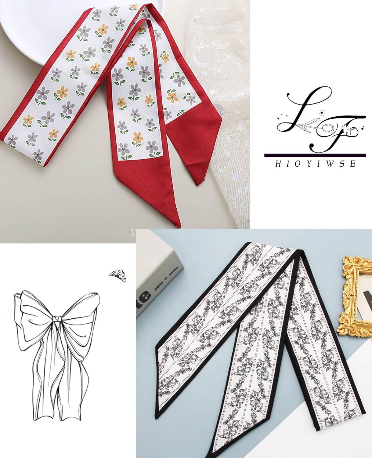 Purse Scarf Handbags For Women Skinny Hair Neck Accessories Scarves With Bag Scarfs Handle Fashion Lightweight - Image 2