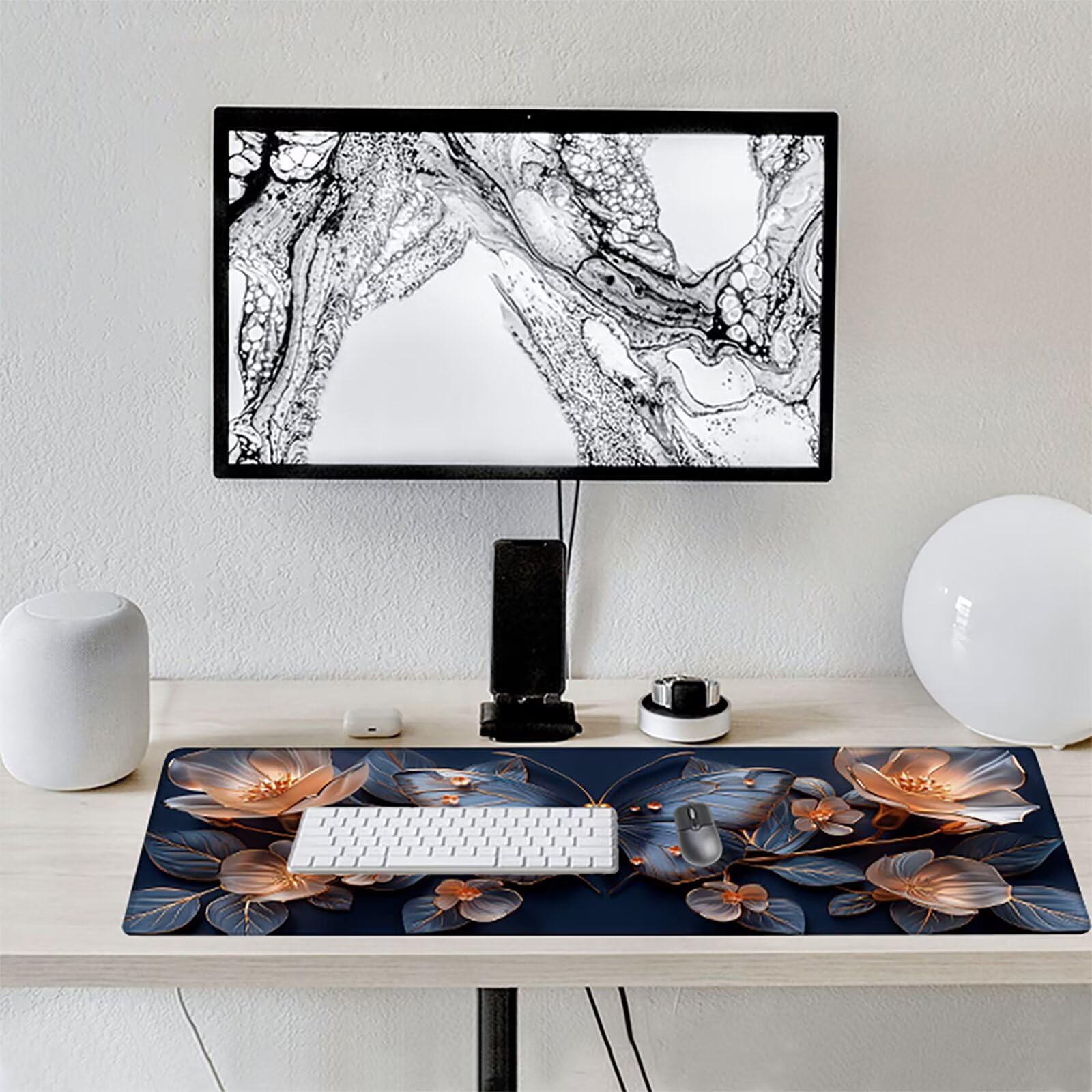 Mariposa Alfombrilla Ratón Gaming XXL 1500 x 800 mm, Alfombrilla Gaming Azul Mousepad con Base de Goma Antideslizante, Impermeable Desk Mat para Teclado y Raton, Accesorios Gaming, Regalos H-1