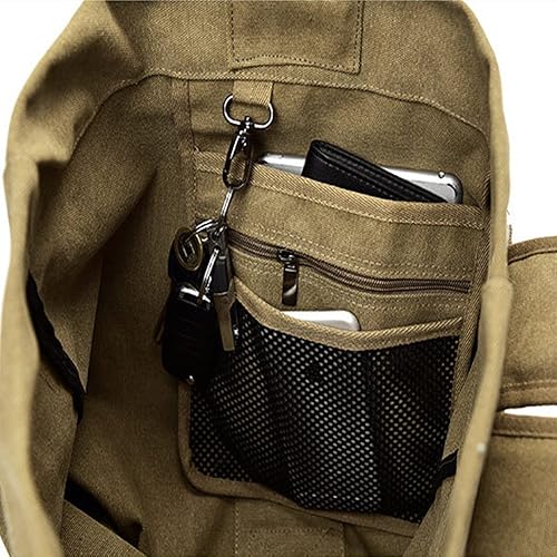 Miniatura 4 de Militar bolsa de lona de carga superior doble correa lona mochila ejército viaje, Ejército verde grande, Suave