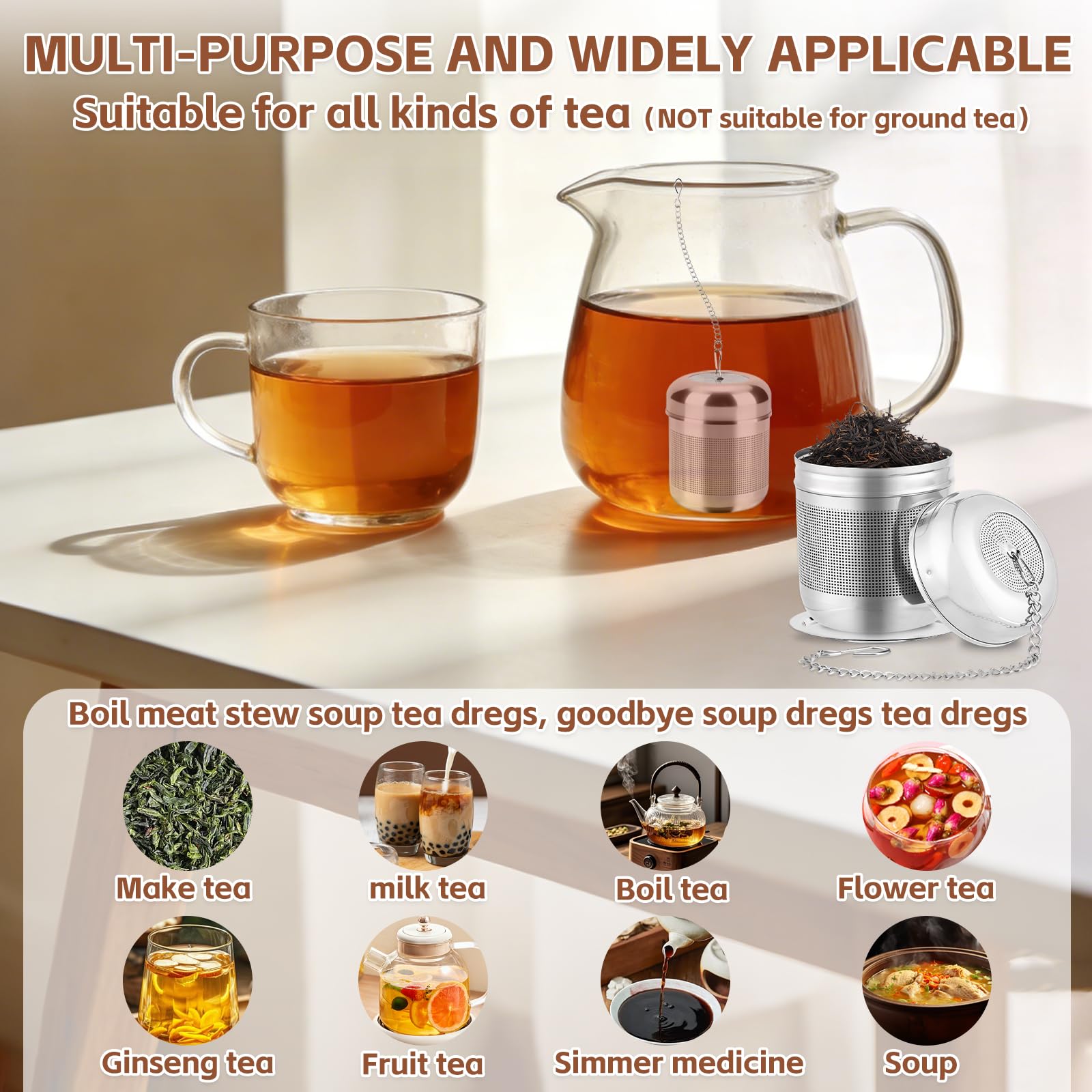 elzle Infuseur à thé Inox,Boule à thé,Infuseur Boule à thé,304 Boules à thé en Acier Inoxydable, Boules à Thé pour thé en Vrac,Infuseur à épices,pour Thé, Épices et la Plupart des Tasses et Théières