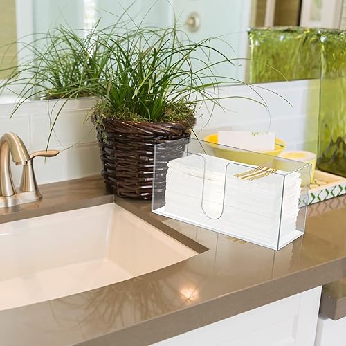 Miniatura 5 de Mumufy Dispensador de toallas de papel acrílico plegable, dispensador de servilletas para encimera, servilletero, multipliegue, desechable, para Z o