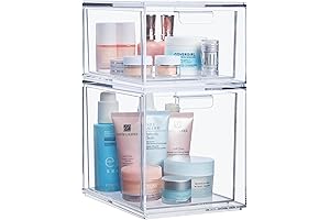STORi Audrey Stackable Clear Bin Plastic Organizer Drawers | 2 Piece Set...