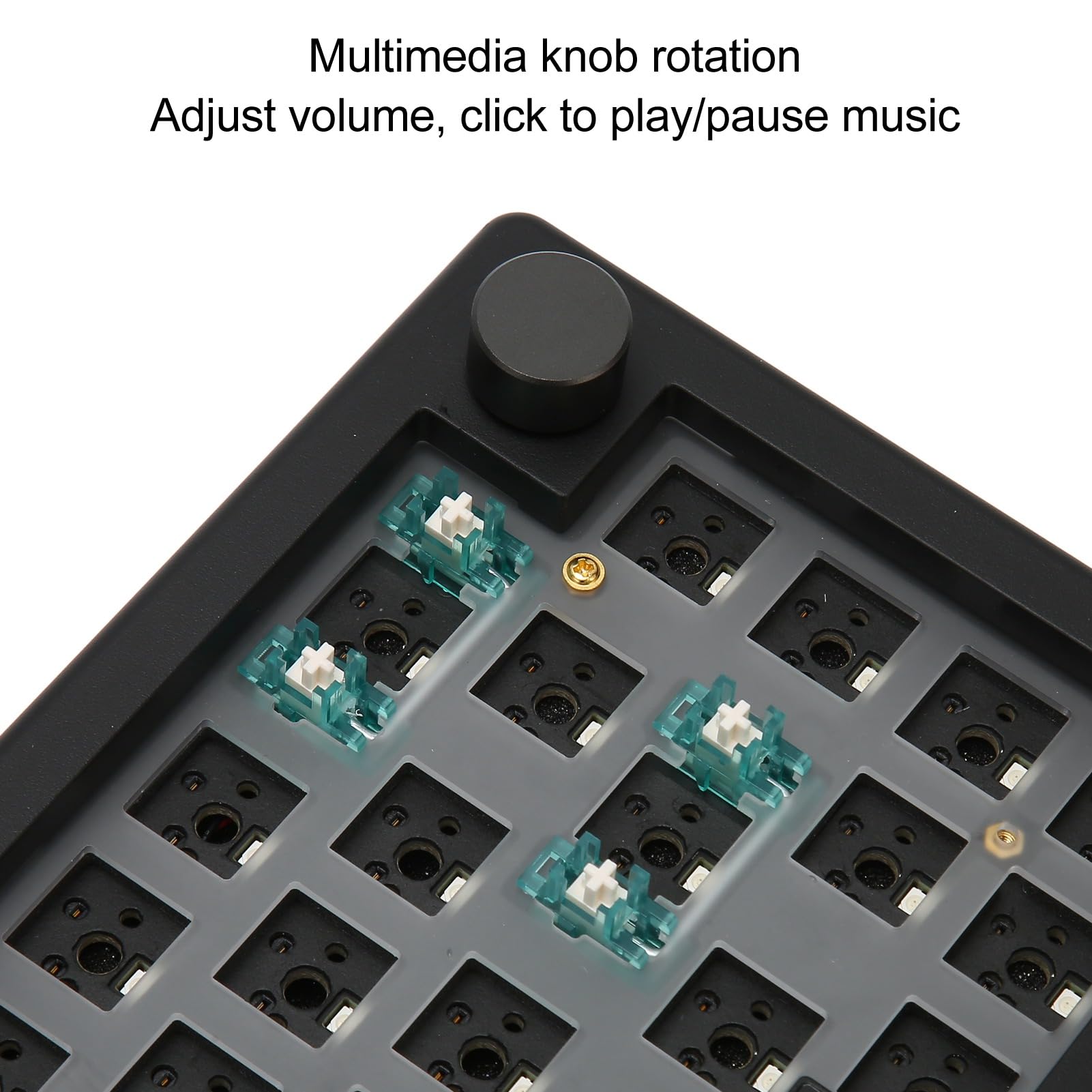 Kit de Bricolaje de Teclado para Juegos 65%, Teclado Mecánico de Modo Triple con Montaje de Junta Intercambiable en Caliente de 67 Teclas con Perilla Multimedia RGB, Cable 2.4G/Bluetooth/USB