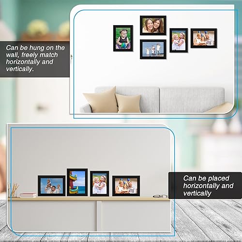 Miniatura 5 de Roowest Juego de 24 marcos de fotos de madera a granel con hoja acrílica, marcos de fotos pequeños con clavos invisibles y ganchos en S para pared y