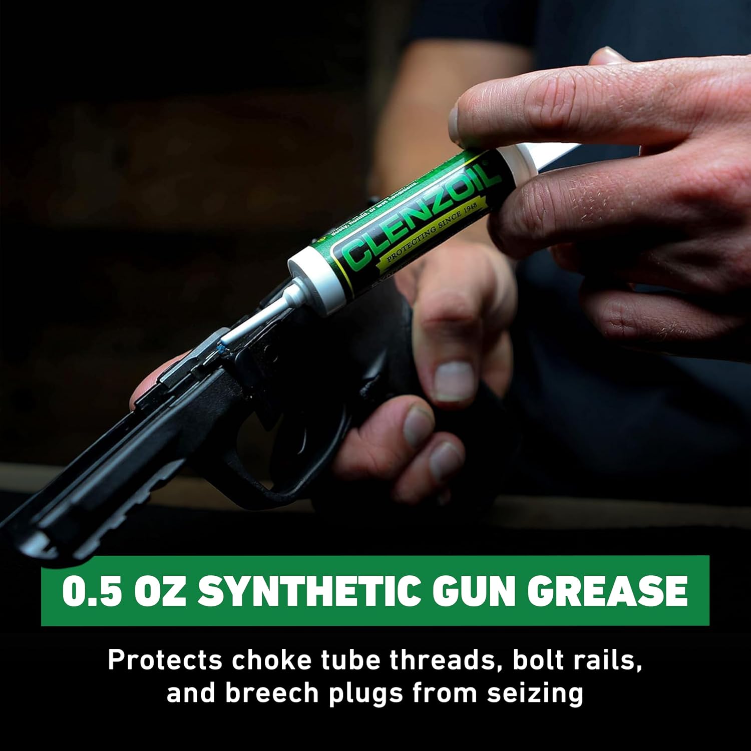 Clenzoil Synthetic Grease Syringe - For All Types of Firearms & Guns - Synthetic Gun Grease - Use in Extreme Temperatures - Gun Equipment Maintenance - Rust Prevention & Lubricant - 0.5 oz Syringe