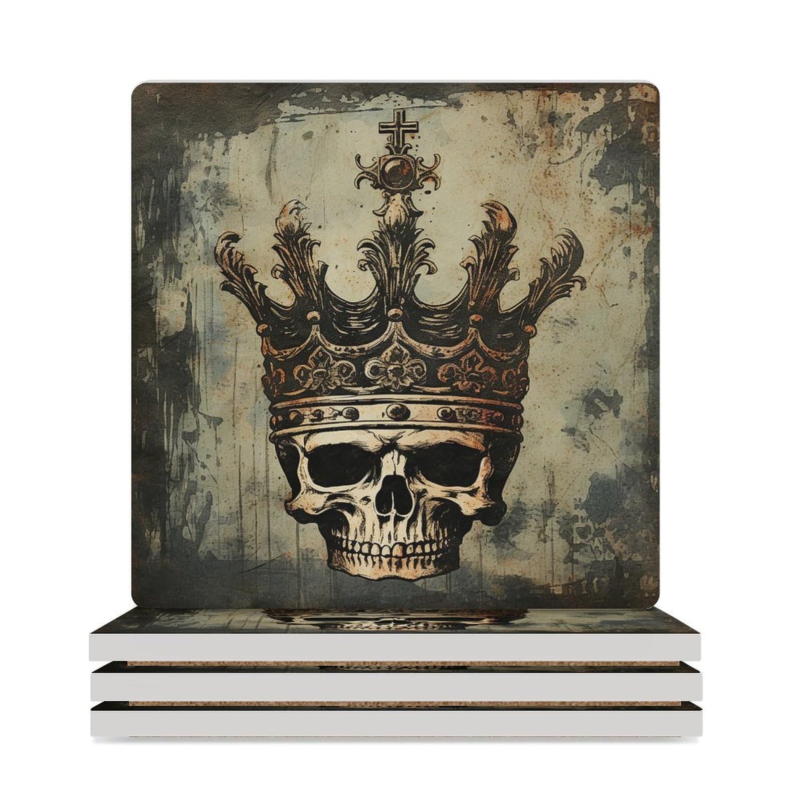 Dessous de verre pour table basse au design élégant de tête de mort royale pour intérieur