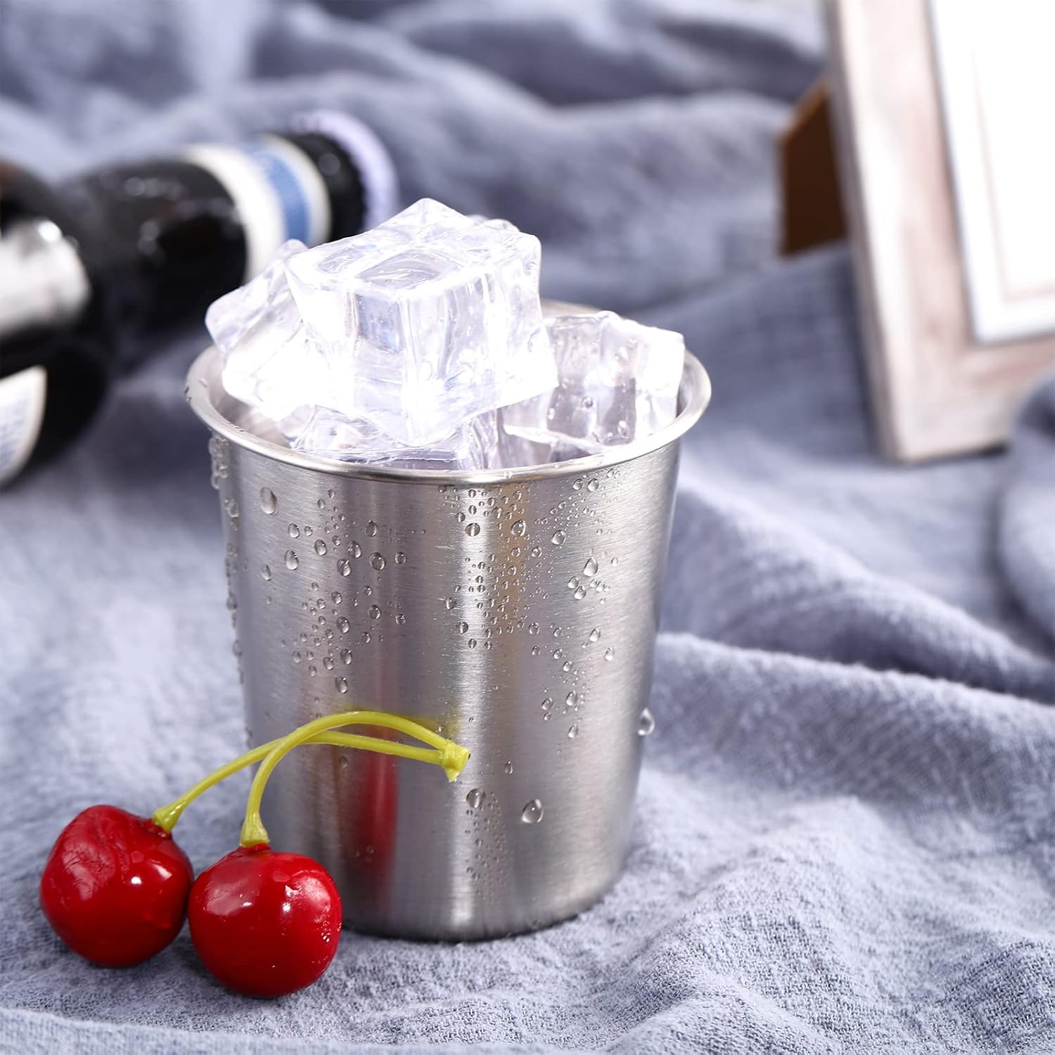 Baderke 16 Pack Stainless Steel Cups for Kids and Adult Pint Tumbler Metal Cups Stackable Tumbler Shatterproof Metal Drinking Glasses for Travel Outdoor Camping(9 Oz/ 260 ml) - Image 6