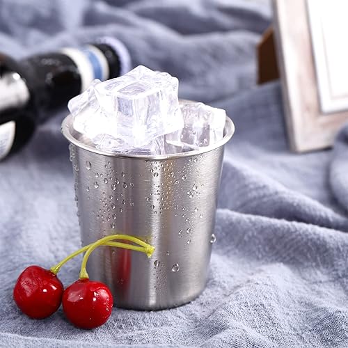 Miniatura 6 de Baderke Paquete de 16 vasos de acero inoxidable para niños y adultos, vasos de metal apilables, vasos de metal inastillables para viajes, campamento