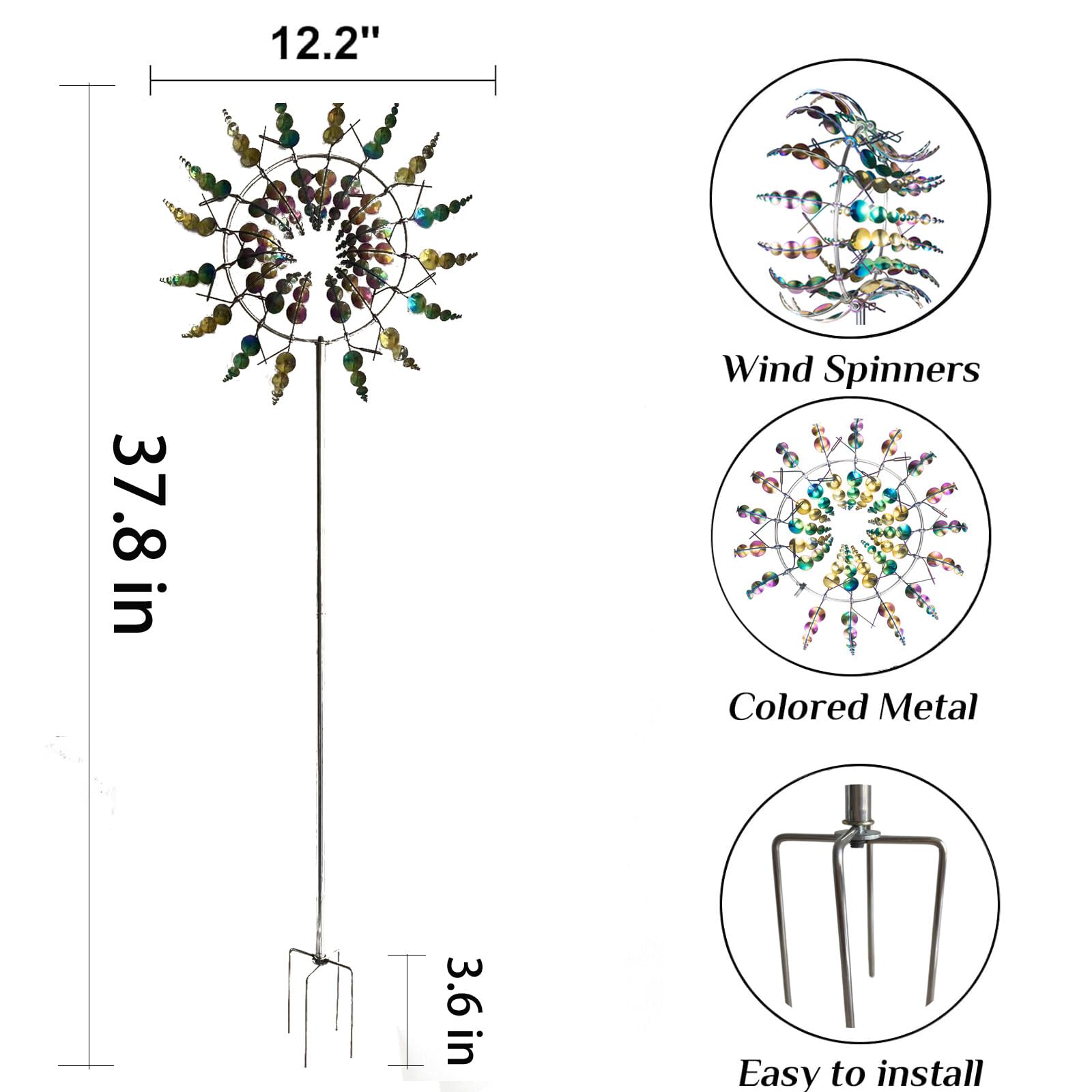 Molinillos de viento para exteriores, molino de viento de metal para arte de patio, molinillo de viento de girasol al aire libre, molinillos de viento de jardín, coloridos mágicos y únicos, molinillos