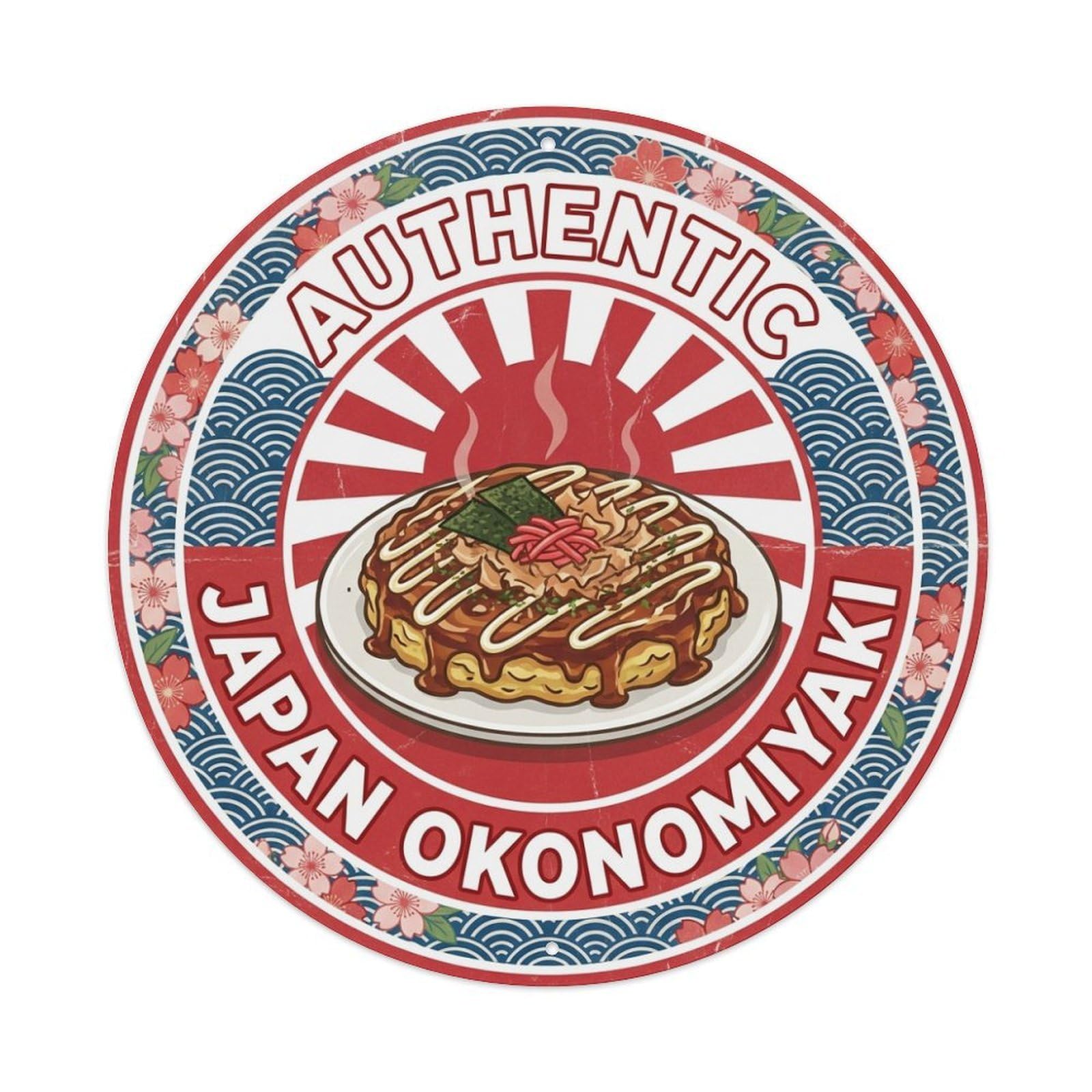 Olhnbad Style Japan Travel Okonomiyaki Savory Pancake Cuisine Metal Tin Sign