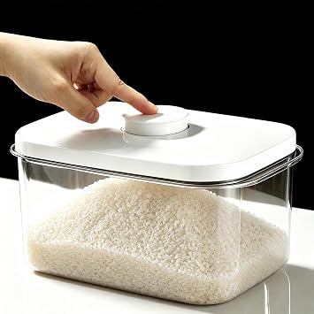 10lbs Rice Container - 5Qt/10 Lbs/6KG Cereal Dispenser Food Storage Container Bin with Measuring Cup Food Bins Household for Kitchen Pantry Organization D1064