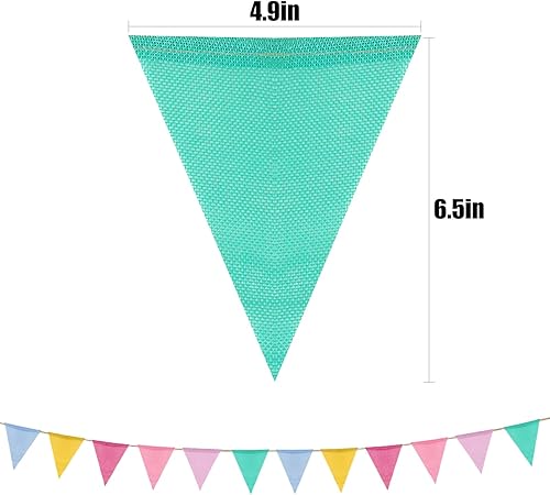 Miniatura 2 de MIDELONG Banderín de arpillera de imitación con 24 banderas, triángulo de tela multicolor, colorido arco iris, banderines para fiesta, cumpleaños,