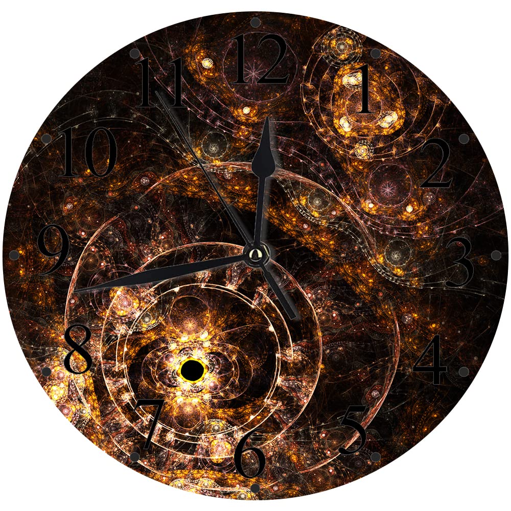 URSOPET Wall Clock 12" Silent Non Ticking,Fractal Artwork Abstraction of a Clockwork time Machine,Decorative Modern Wall Clock for Living Room, Bedroom and Kitchen