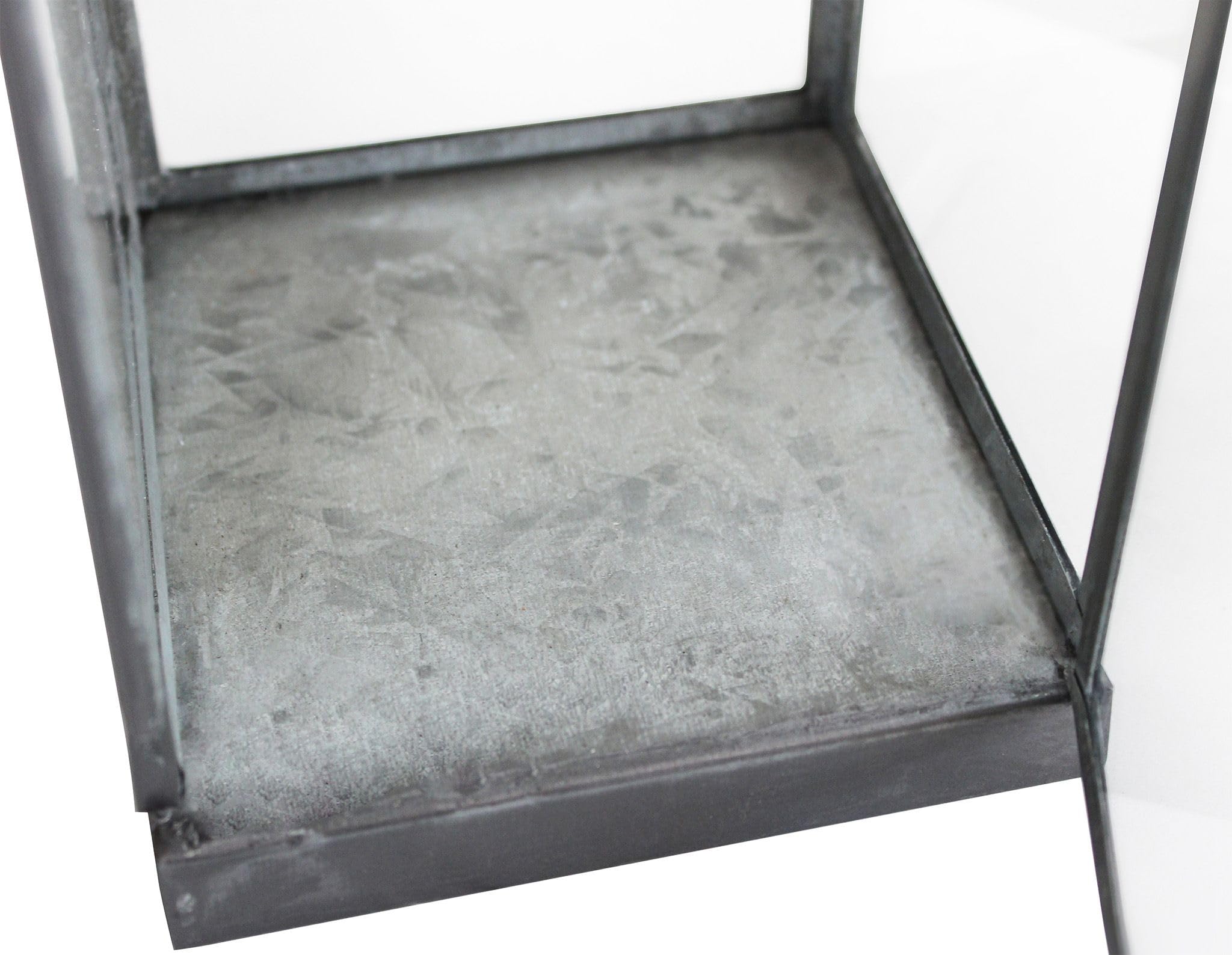 Milani Home - lanterna portacandela in vetro e metallo, grigio, per giardino e veranda, 10 x 10 x 67 cm