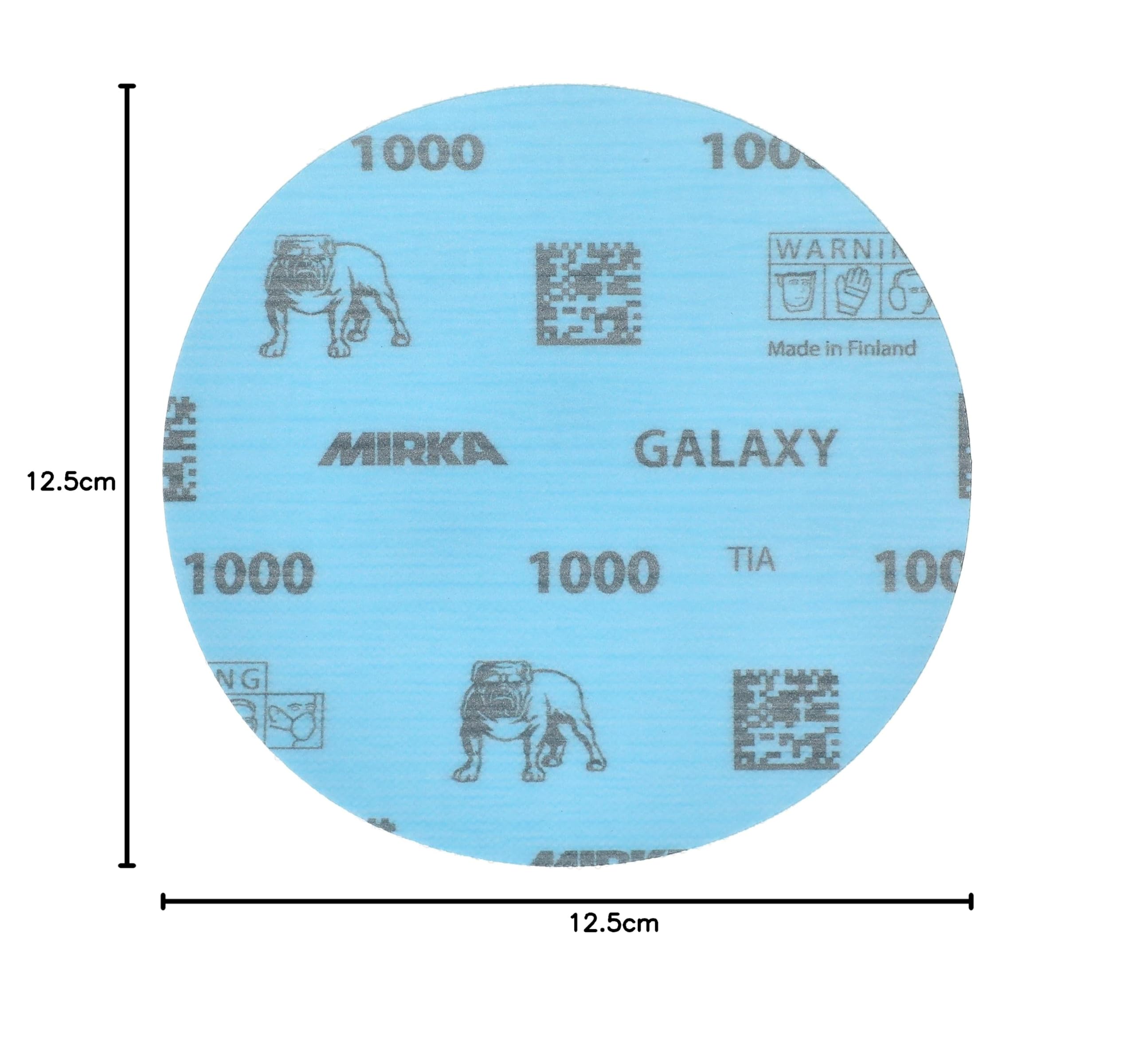 Mirka GalaxySandpaper - Papel de lija de 5 pulgadas (125 mm), grano 1000, 50 discos/paquete, gancho y bucle, abrasivo de alta calidad para resina epoxi, madera, metal, sin obstrucciones, tecnología de