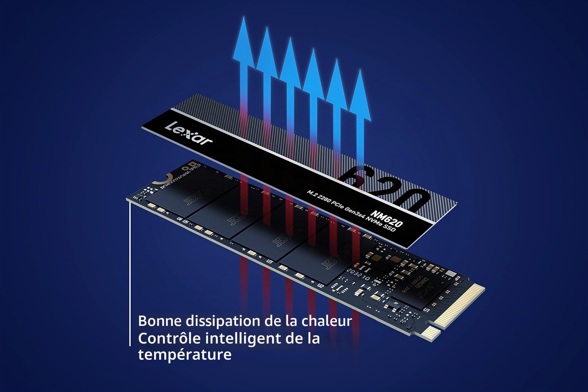 Lexar SSD 512Go, M.2 2280 PCIe Gen3x4 NVMe 1.4 SSD 512Go Interne, Jusqu'à 3500 Mo/s en lecture, 2400 Mo/s en écriture, disque dur SSD pour les Passionnés de PC et les Joueurs