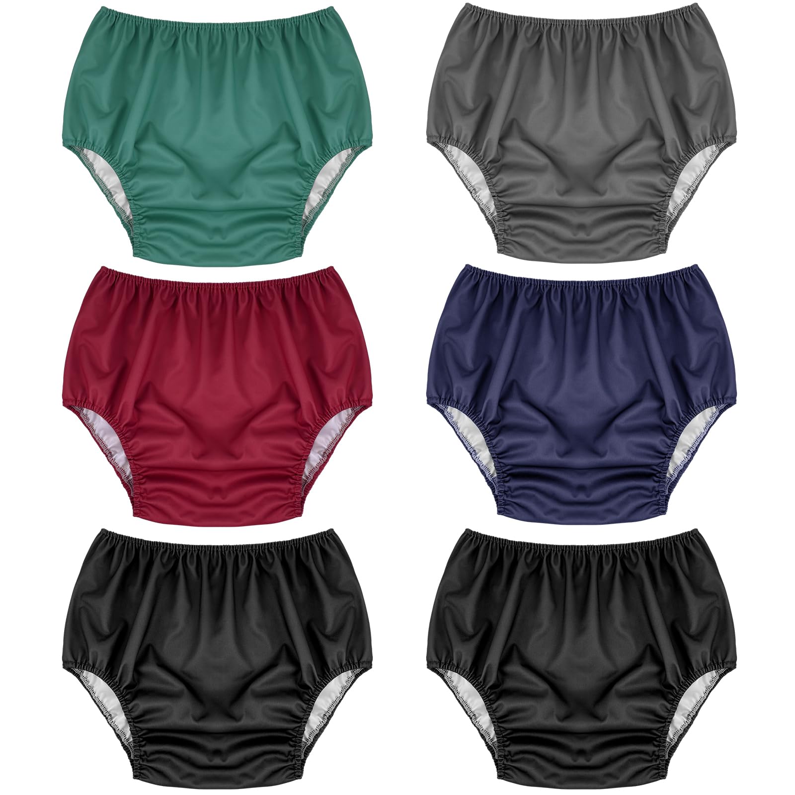 Photo 1 of Breathffy 6 Pcs Adult Leakproof Incontinence Underwear for Women Men Rubber Pants Waterproof Washable Reusable Diaper Covers Plastic Underwear for Disabled, Elderly, Postpartum(Medium,Vivid Color)