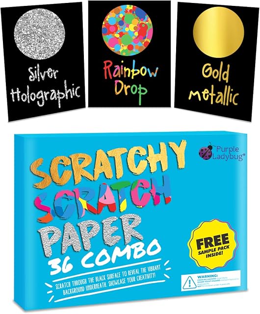 PURPLE LADYBUG Scratch Art for Kids - Unique Scratch Paper Craft Kits for Kids - Great 7 Year Old Girl Gifts - Birthday Presents or Easter Gifts for 10 Year Old Girls, & Kids Arts and Crafts Activity